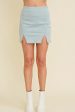 High Waisted Double Slit Mini Skirt in light denim Discount