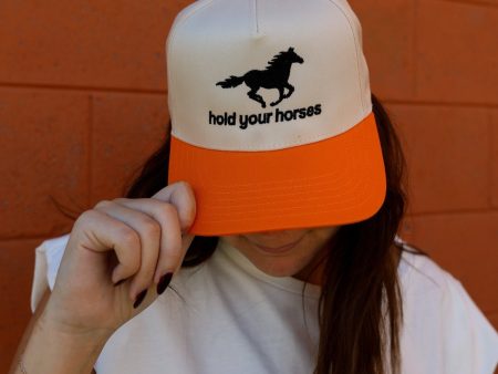 Madley: Hold Your Horses Hat in Orange & Black Supply