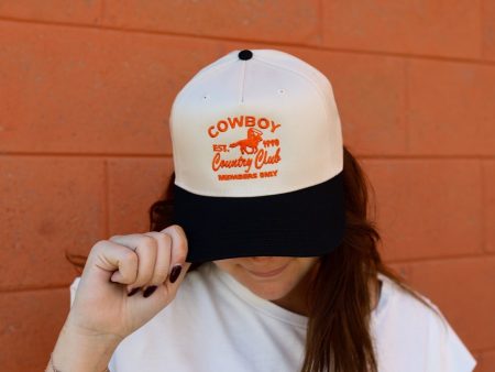 Madley:  Cowboy - est 1998 Country Club Member Only  Hat in Orange, Tan & Black Online