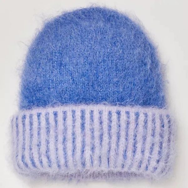 Free People: Forever Fuzzy Beanie in Periwinkle on Sale