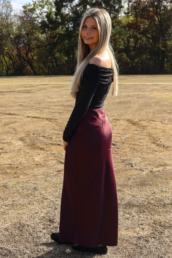 Z Supply: Europa Poly Sheen Skirt in Berry Wine Supply