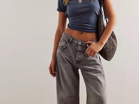 Free People: Good Luck Mid Rise Barrel in Falcon Grey Online