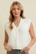 Fuzzy Ivory Sweater Vest with Buttons For Discount