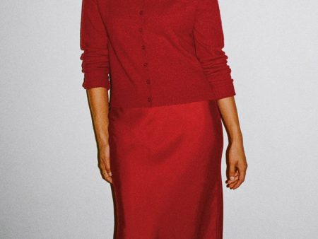 Z Supply: Europa Poly Sheen Skirt in Haute Red For Sale