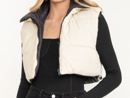 Sleeveless Puffer Vest in Light Taupe Cheap