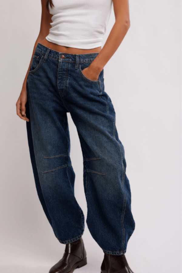 Free People: Good Luck Mid Rise Barrel in Deep End For Sale