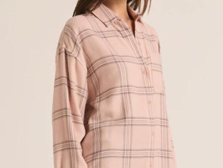 Z Supply: River Plaid Button Up in Lilac Gray Online