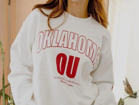 Livy Lu: OU Sooners SEC Sporty Sweatshirt in White on Sale