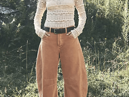 Free People: Good Luck Mid Rise Barrel in Ginger Root Online now