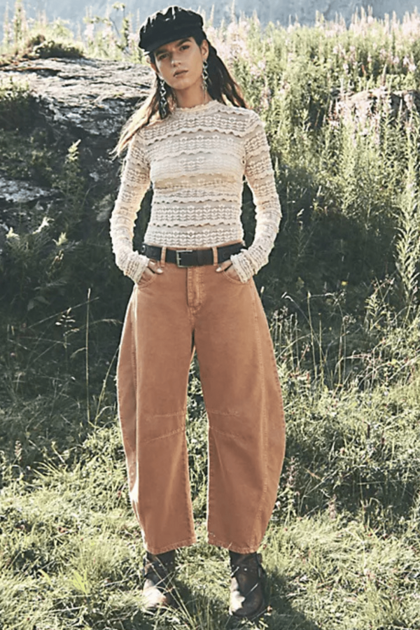 Free People: Good Luck Mid Rise Barrel in Ginger Root Online now