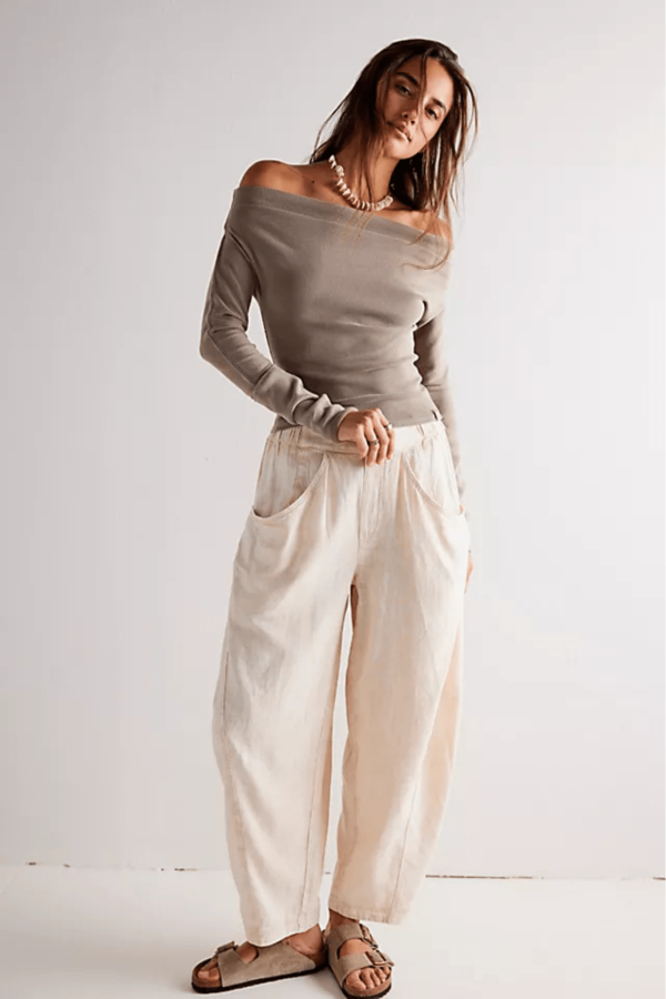 Free People: High Road Pull On Barrel Pant in Birch For Cheap