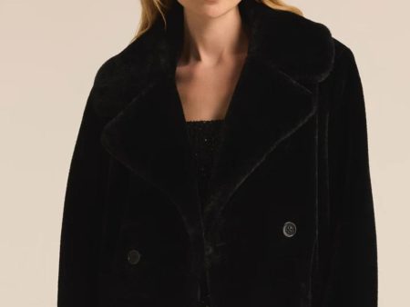 Z Supply: Gem Double Breasted Fur Coat in Black Supply